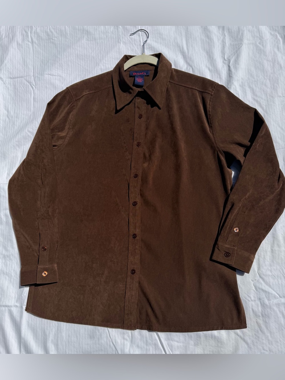 Denim&Co Brown Suede Button-Front Shirt‎